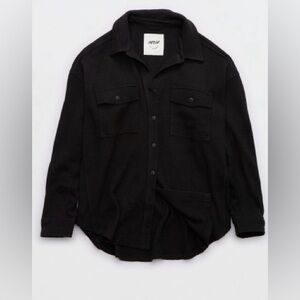 Aerie LumberJane Waffle Top Shirt Black Size M